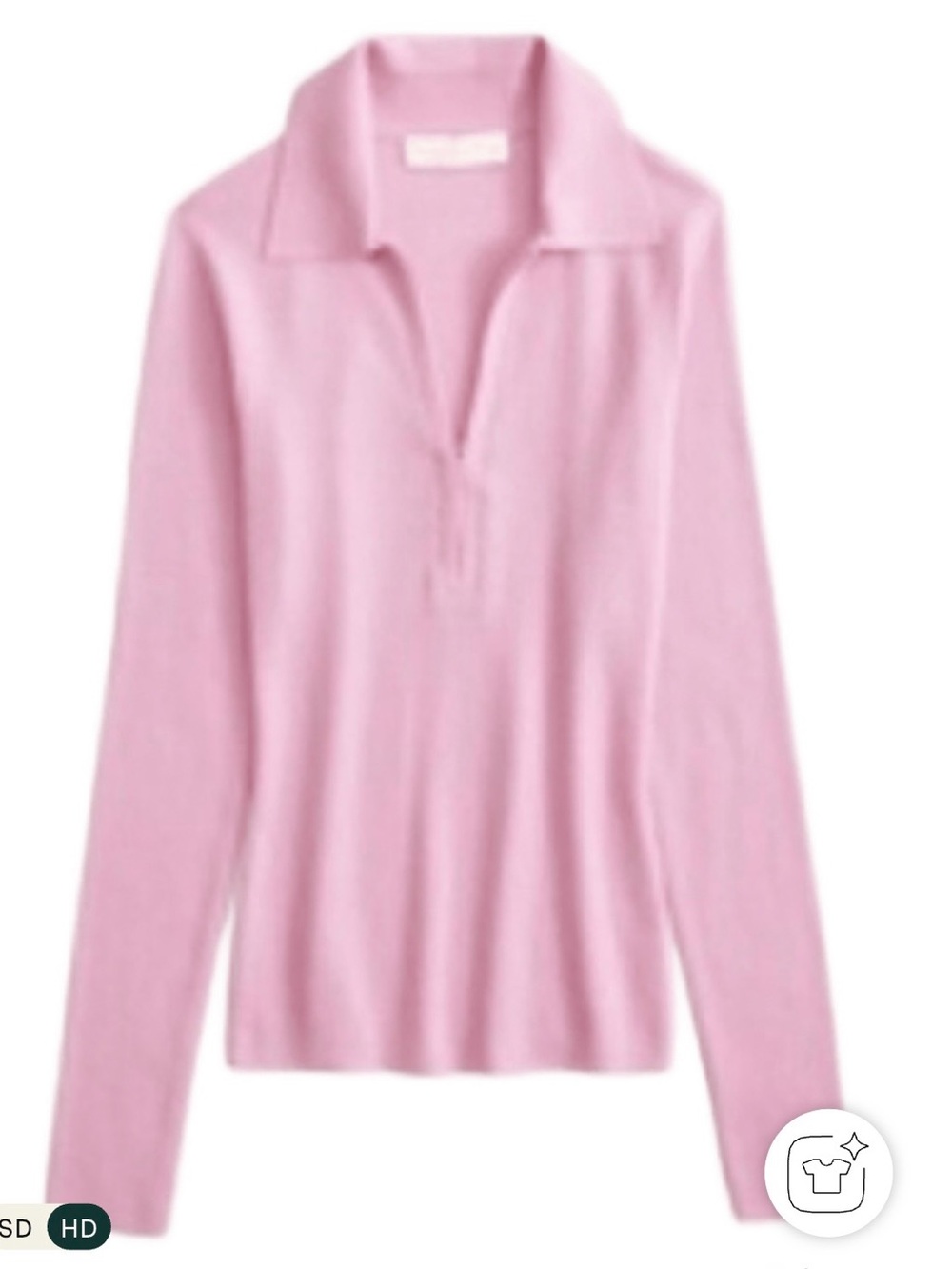 Abercrombie & Fitch Light Pink Long Sleeve Polo Top